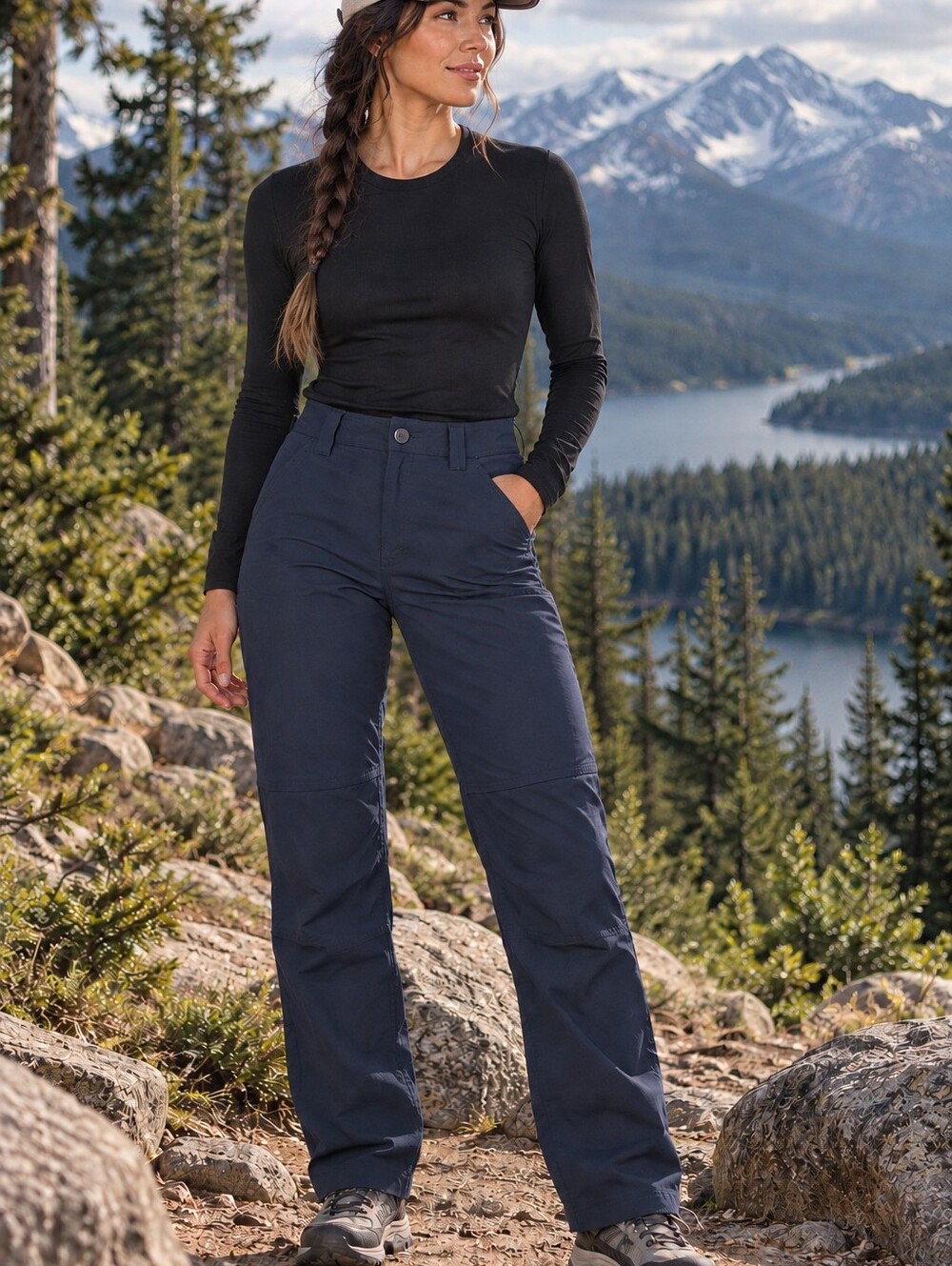 Chlorophylle Women’s Technical Hiking Pants Navy Blue Gorpcore Made In CANADA 36